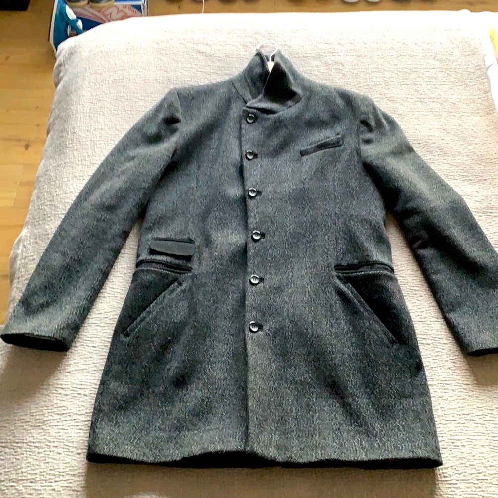 Troy Smith overcoat chevron and military interior